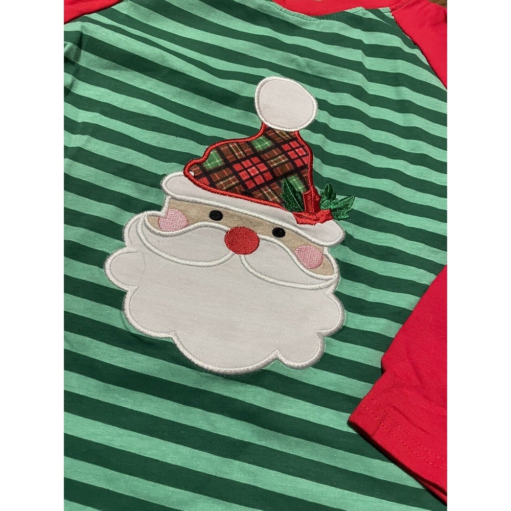 Kids Boys Boutique Santa Christmas Embroidered Long Sleeve Shirt Size 4/5 New - Picture 2 of 2